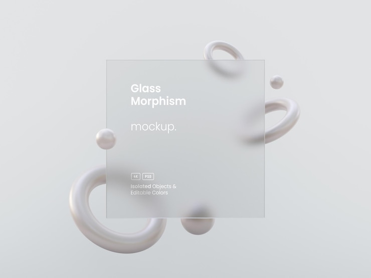 PSD mockup di presentazione dell'interfaccia con effetti di morfismo in vetro smerigliato 3d render