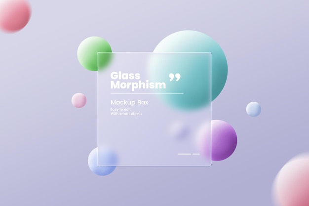 Mockup di presentazione dell'interfaccia con effetti di morfismo in vetro smerigliato
