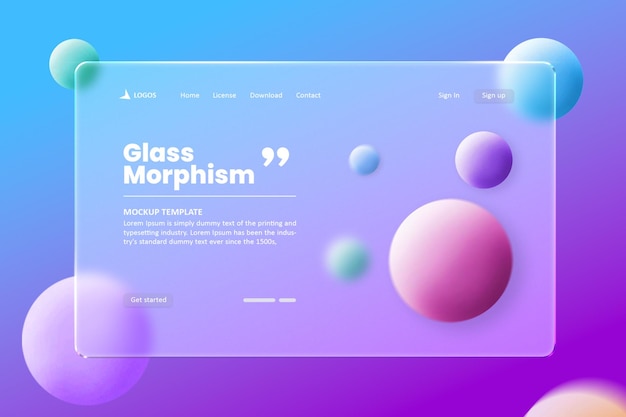 Mockup di presentazione dell'interfaccia con effetti di morfismo sfocato