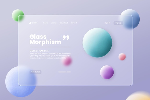 Mockup di presentazione dell'interfaccia con morfismo di vetro sfocato