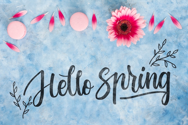 PSD mockup di primavera piatta laici con copyspace