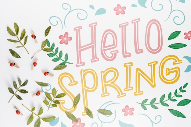 Mockup di primavera piatta laici con copyspace