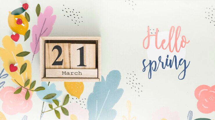 PSD mockup di primavera piatta laici con copyspace