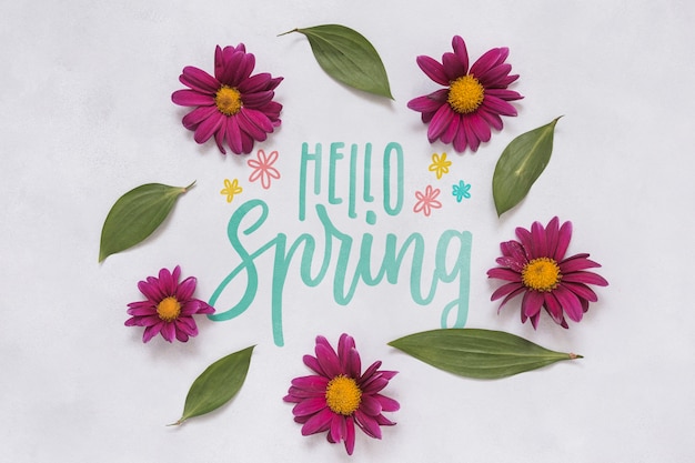 Mockup di primavera piatta laici con copyspace
