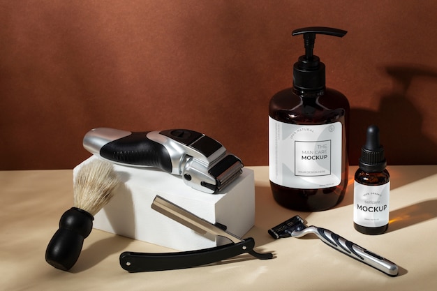 Mockup di prodotti per la cura personale dell'uomo