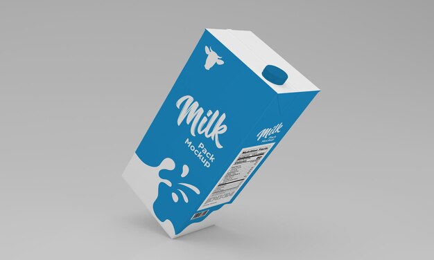 Mockup di progettazione del pacchetto di imballaggio del pacchetto di latte