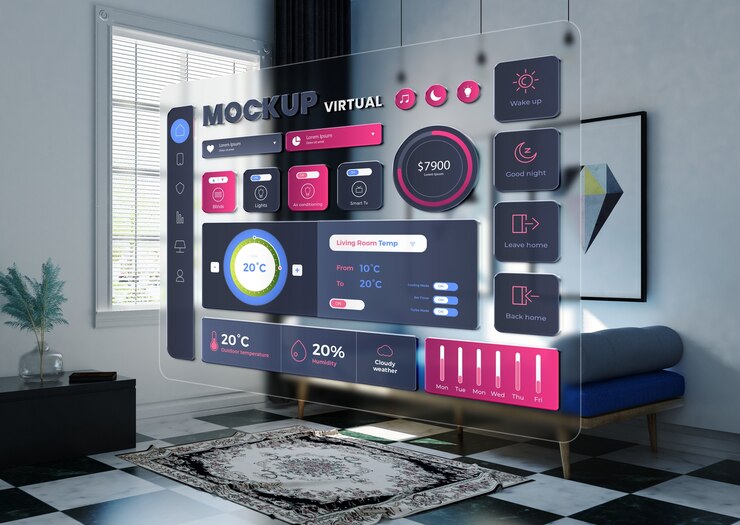PSD mockup di proiezione di realtà virtuale