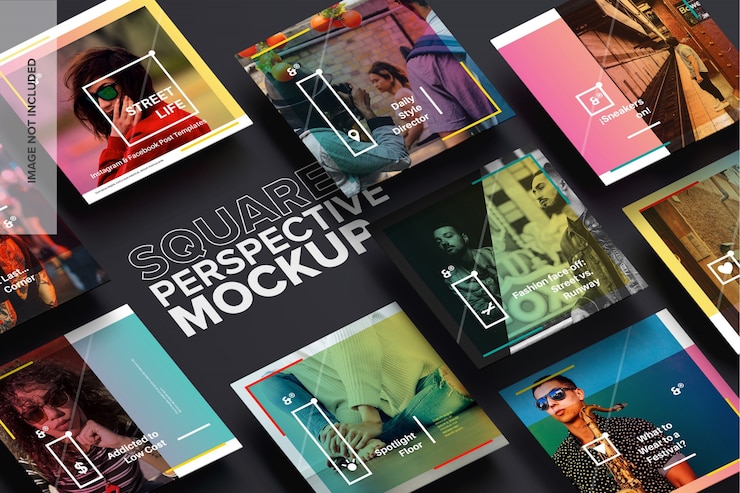 PSD mockup di prospettiva quadrata