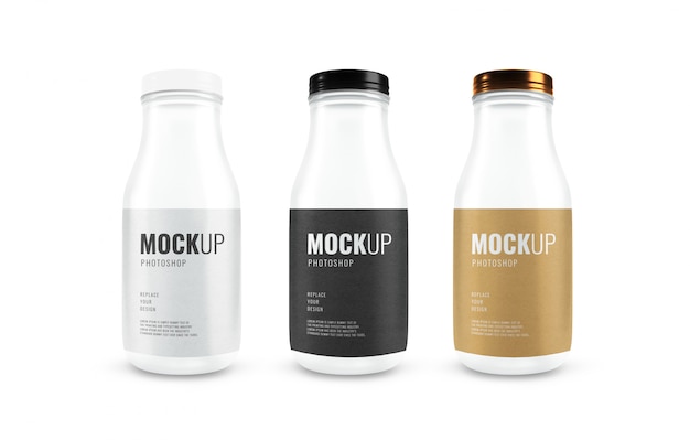 Mockup di raccolta di bottiglie di latte