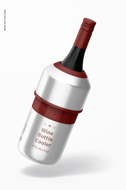 Mockup di raffreddamento della bottiglia di vino che cade