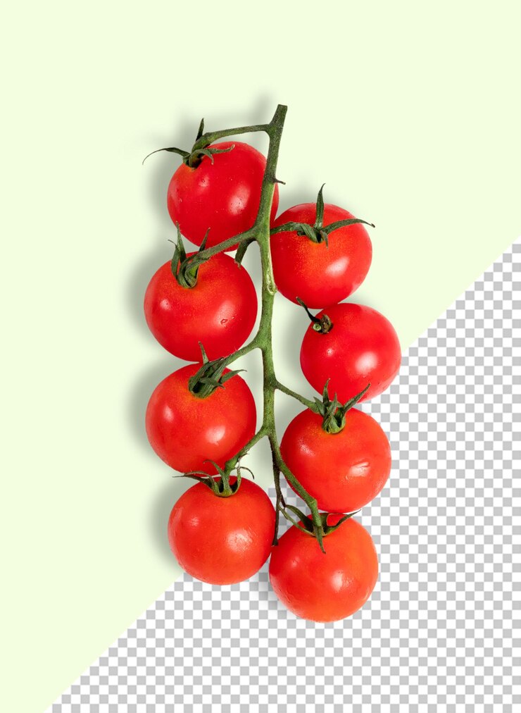 Mockup di ramo di pomodorini su uno sfondo modificabile