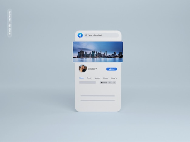 Mockup di rendering 3d della pagina Facebook