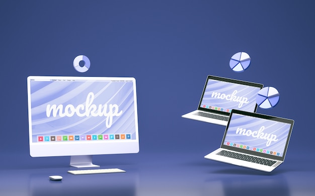 Mockup di rendering geometrico dei dispositivi