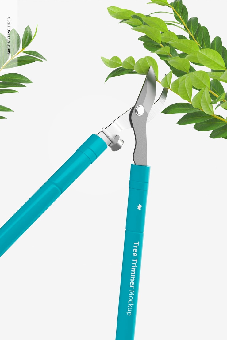 PSD mockup di rifinitore per alberi, vista prospettica