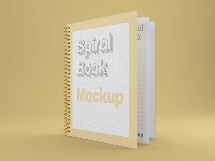 Mockup di rilegatura del libro a spirale verticale