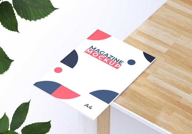 Mockup di rivista con disegno del fogliame