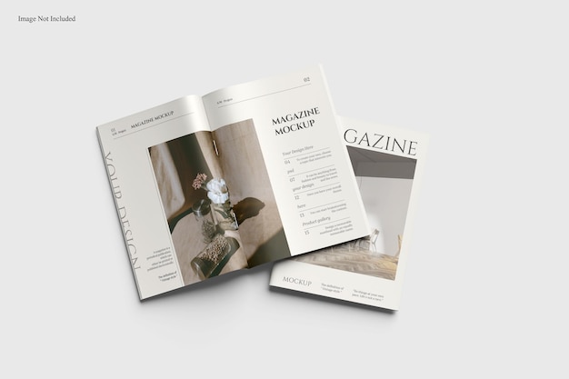 Mockup di rivista con pagine aperte e design elegante
