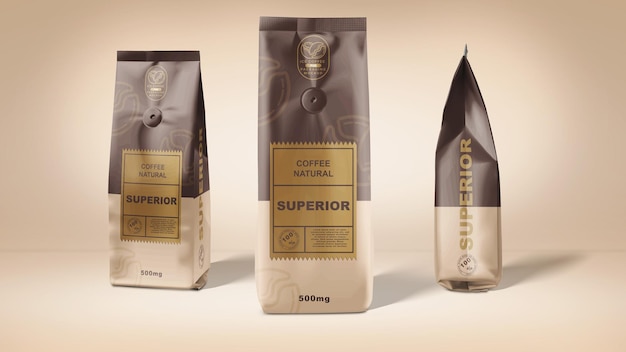 mockup di sacchetto di caffè da imballaggio
