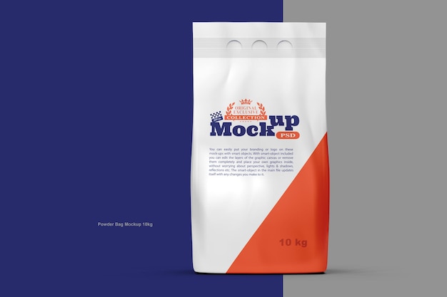 Mockup di sacchetto di polvere 10kg