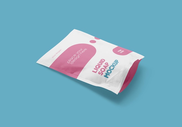 Mockup di sapone liquido per sacchetto