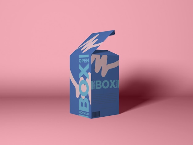 Mockup di scatola aperta su sfondo rosa