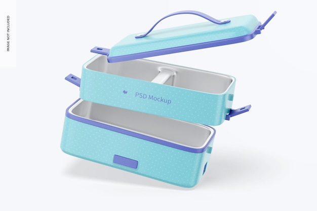 Mockup di scatola da pranzo elettrica portatile, che cade