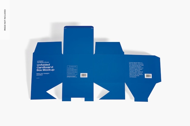Mockup di scatola di cartone non piegata Top View 02