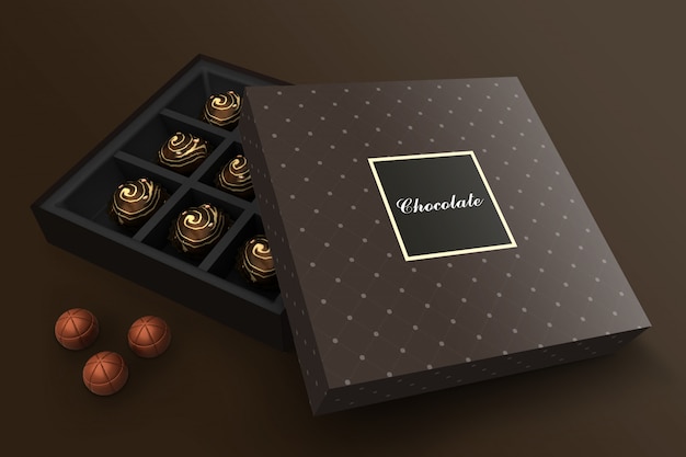 Mockup di scatola di cioccolato