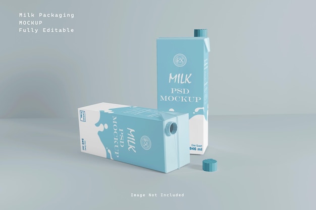 Mockup di scatola di imballaggio del latte PSD