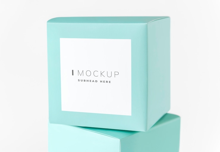 PSD mockup di scatola di imballaggio verde menta