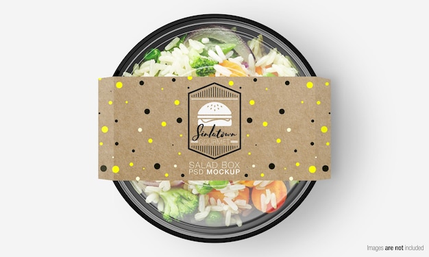 Mockup Di Scatola Di Insalata Con Copertura Di Carta Sul Riso Vegetale