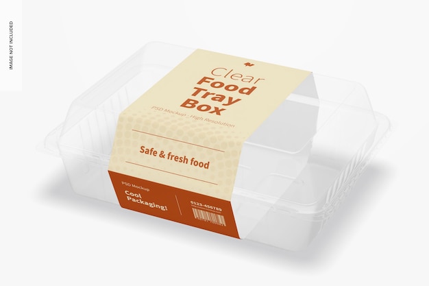 Mockup di scatola per vassoio per alimenti trasparente