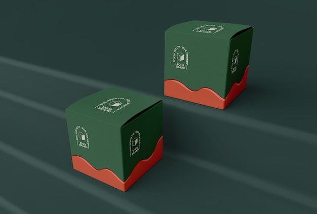 Mockup di scatola quadrata di cartone doppia
