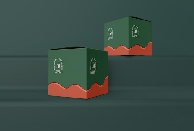 Mockup di scatola quadrata di cartone doppia