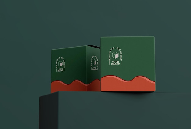 Mockup di scatola quadrata di cartone doppia