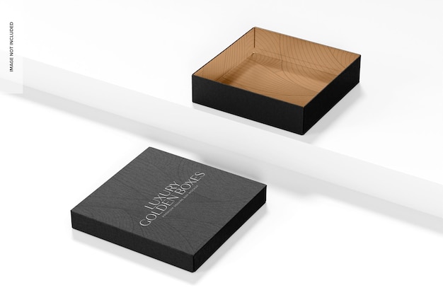 Mockup di scatola quadrata premium, aperto