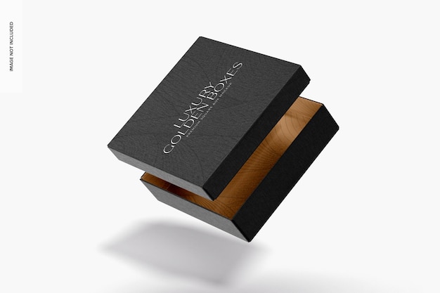 Mockup di scatola quadrata premium, galleggiante