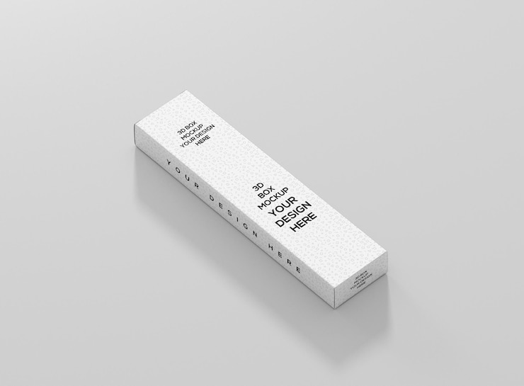 Mockup di scatola rettangolare lunga piatta