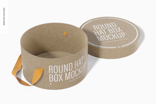 Mockup di scatola rotonda cappello, prospettiva