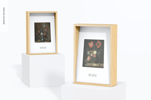 Mockup di scatole da parete espositive, prospettiva