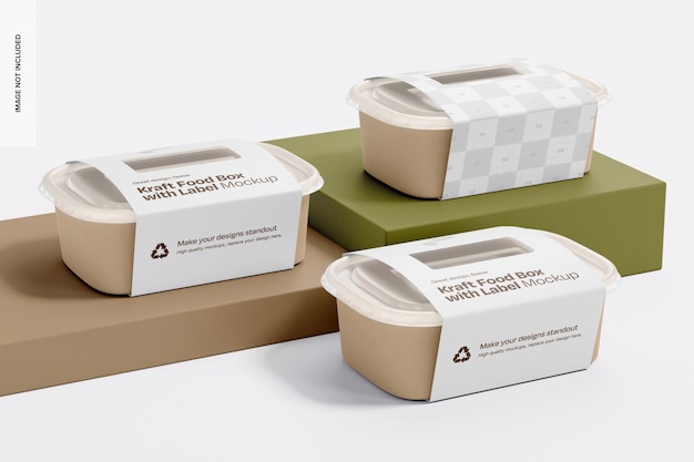 Mockup di scatole di cibo Kraft con etichette