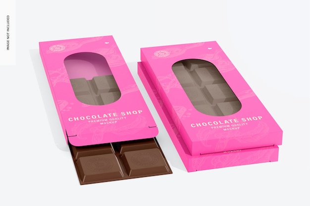 Mockup di scatole di cioccolatini con finestra ovale