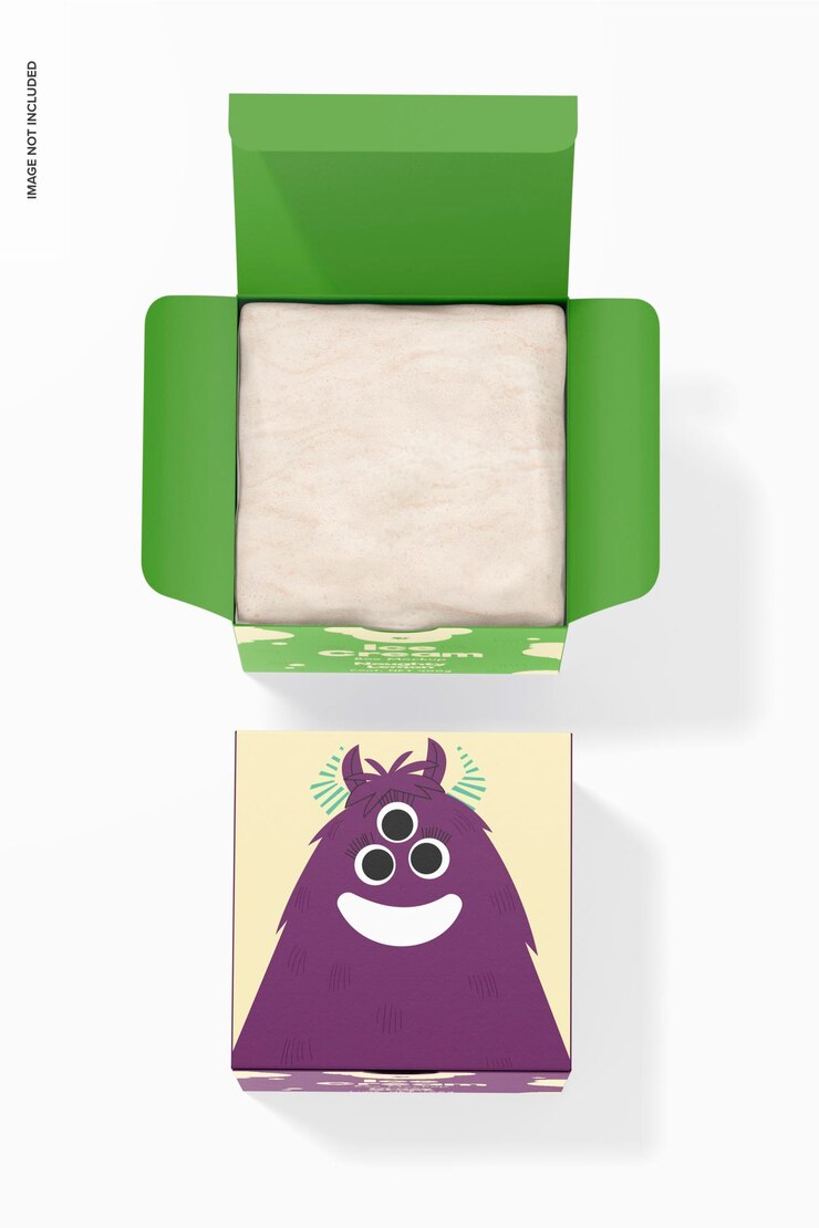 PSD mockup di scatole di gelato, vista dall'alto