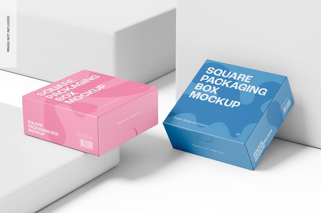 Mockup di scatole di imballaggio quadrate