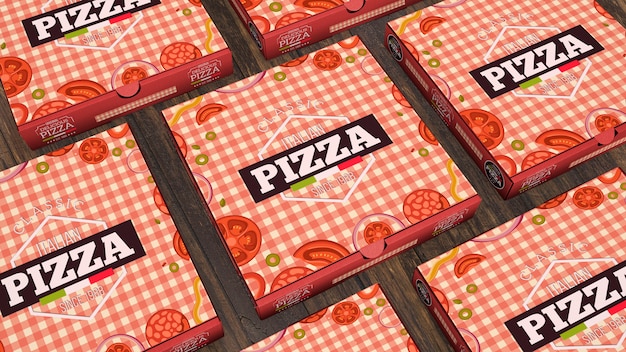 Mockup di scatole di pizza creativa