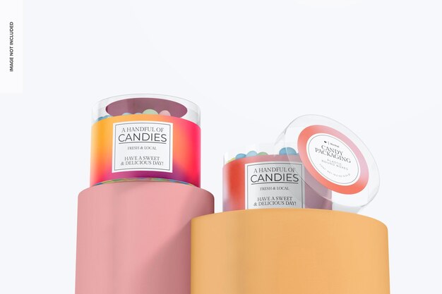Mockup di scatole rotonde di plastica