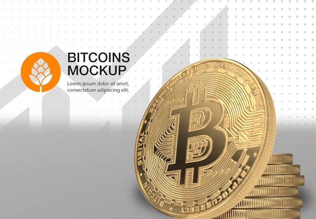 Mockup di scena Bitcoin dorato