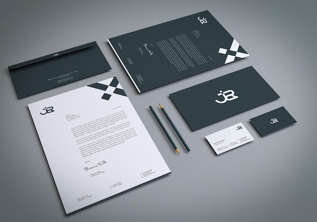 Mockup di scena di cancelleria per ufficio