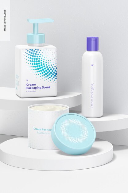 Mockup di scena di confezione crema