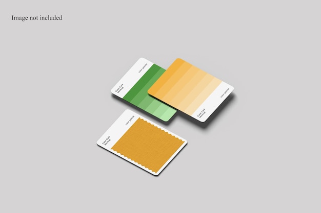 Mockup di schede colori isometriche per mostrare i tuoi riferimenti di colore